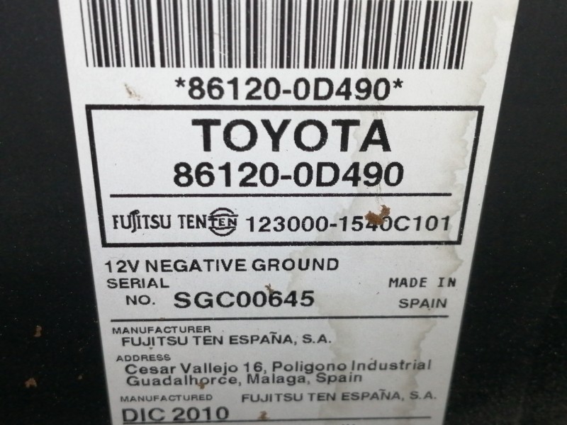 Recambio de sistema audio / radio cd para toyota yaris 1.0 cat referencia OEM IAM 861200D490  