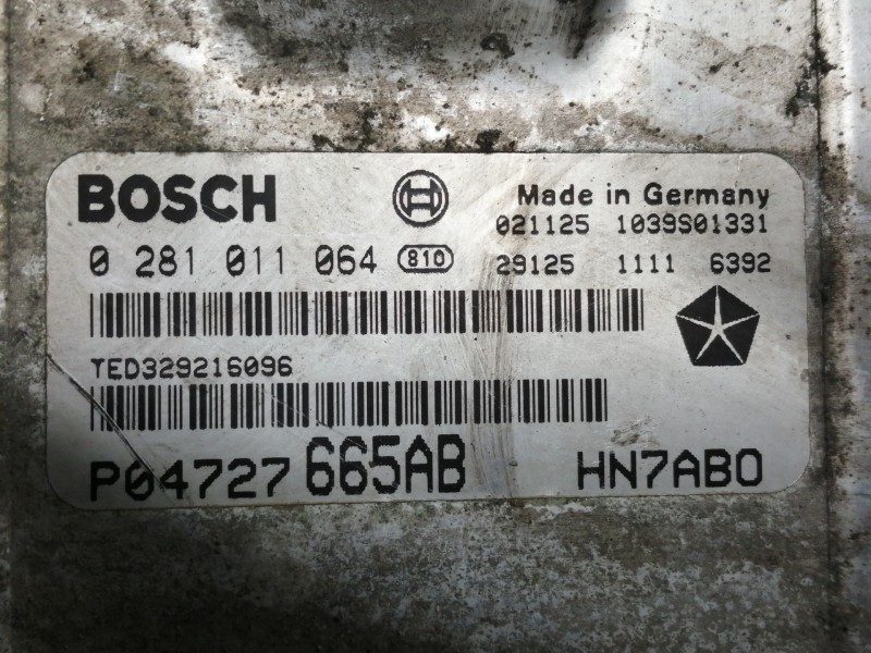 Recambio de centralita motor uce para chrysler voyager (rg) 2.5 crd cat referencia OEM IAM 0281011064 P04727665AB HN7AB0 1039S01