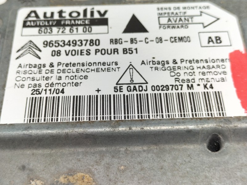 Recambio de centralita airbag para citroën c4 berlina sx referencia OEM IAM 9653493780  