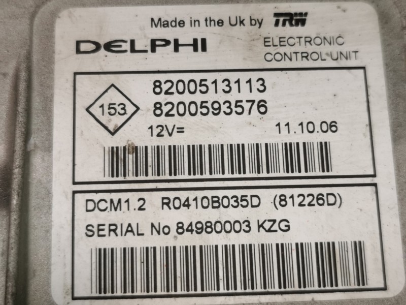 Recambio de centralita motor uce para dacia logan express ambiance referencia OEM IAM 8200513113  