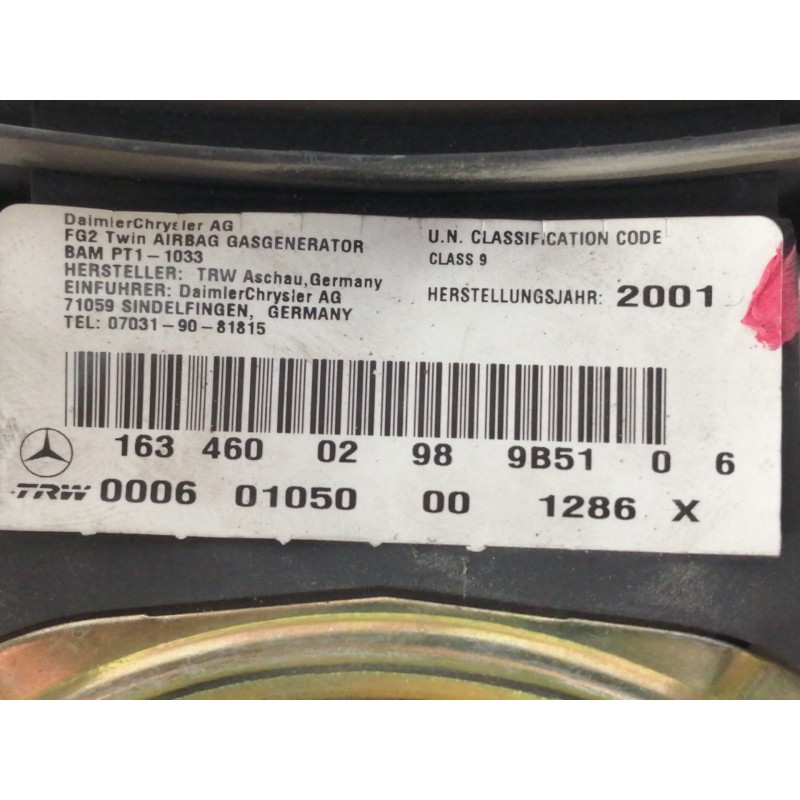 Recambio de airbag delantero izquierdo para mercedes-benz clase m (w163) 270 cdi (163.113) referencia OEM IAM 16346002989B5106  