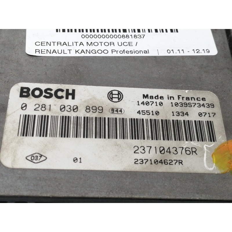 Recambio de centralita motor uce para renault kangoo profesional referencia OEM IAM 0281030899  