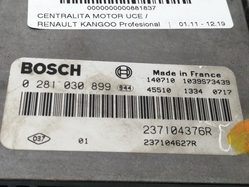 Recambio de centralita motor uce para renault kangoo profesional referencia OEM IAM 0281030899  