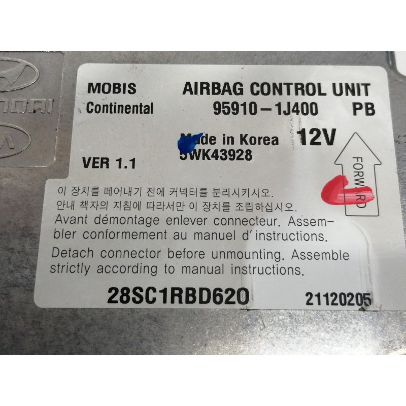 Recambio de centralita airbag para hyundai i20 style referencia OEM IAM 959101J40PB  