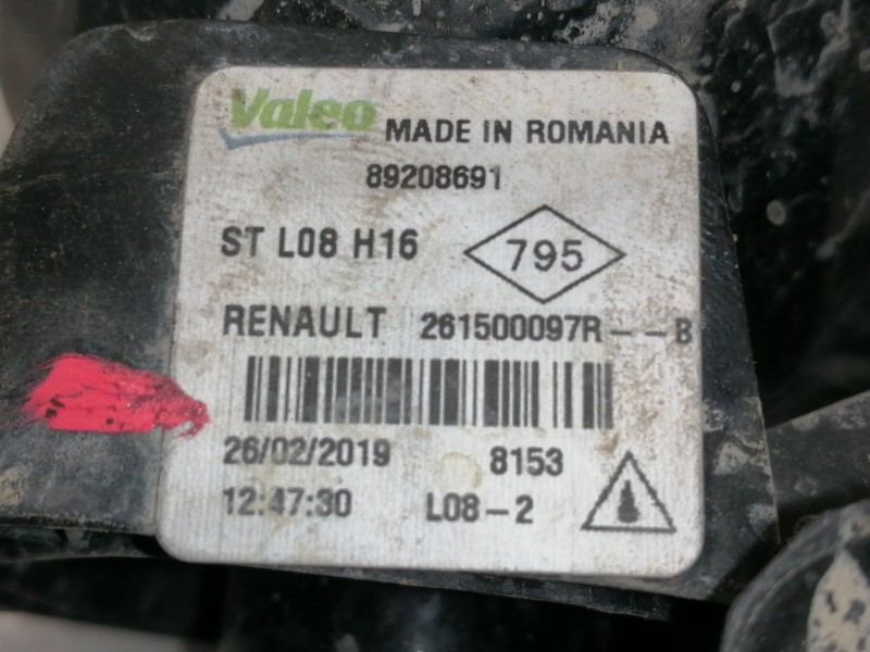 Recambio de faro antiniebla derecho para renault megane iv berlina 5p limited referencia OEM IAM 261500097RB 261500097R 