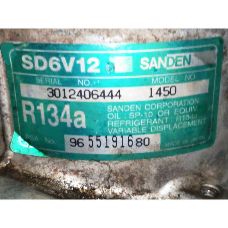 Recambio de compresor aire acondicionado para citroën c2 sx referencia OEM IAM 965519180  