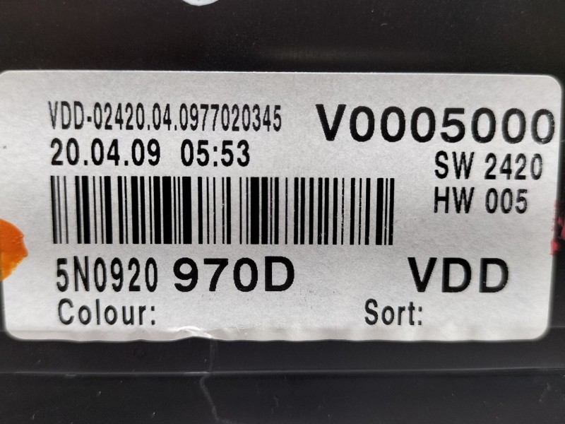 Recambio de cuadro instrumentos para volkswagen tiguan (5n1) sport referencia OEM IAM 5N0920970D A2C53023102OZ A2C53025560MZ