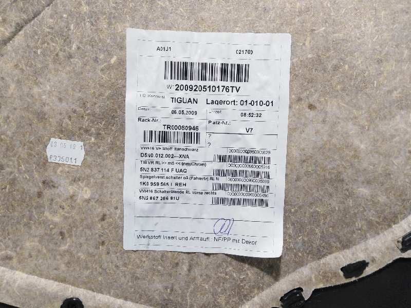 Recambio de guarnecido puerta delantera derecha para volkswagen tiguan (5n1) sport referencia OEM IAM   