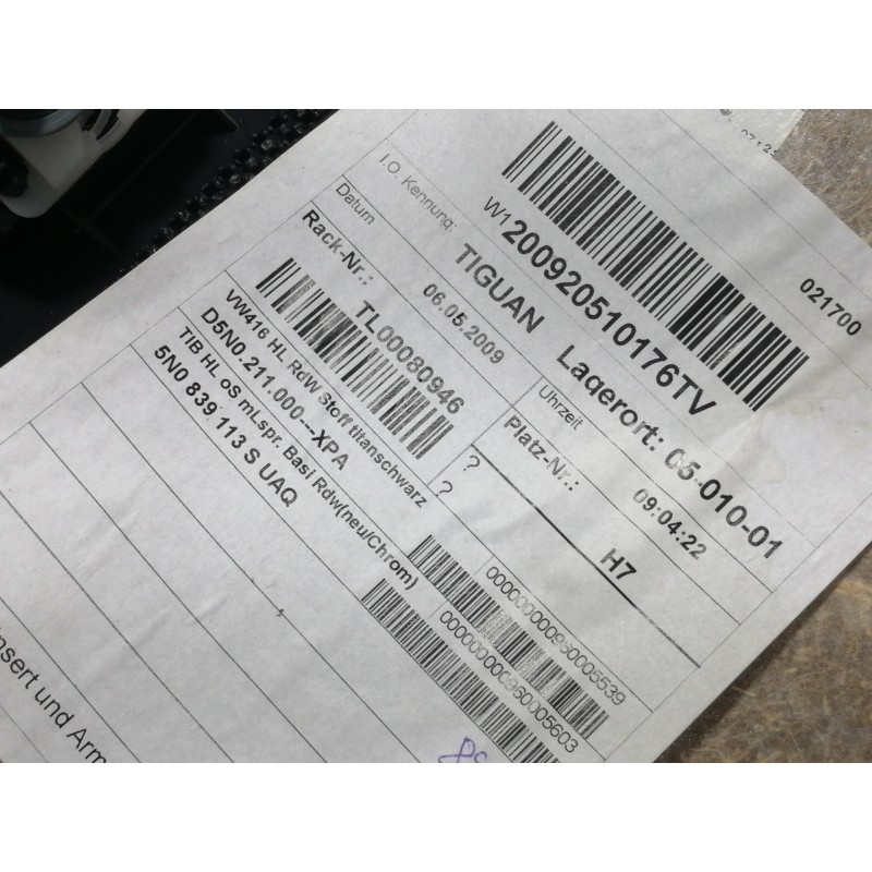 Recambio de guarnecido puerta trasera izquierda para volkswagen tiguan (5n1) sport referencia OEM IAM 5N0839113S  