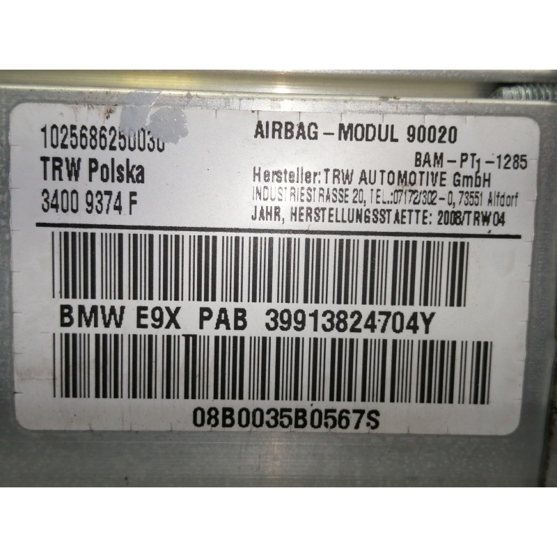 Recambio de airbag delantero derecho para bmw serie 3 berlina (e90) 320d referencia OEM IAM 34043943A  