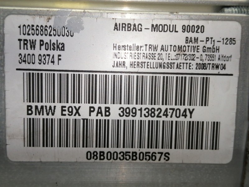 Recambio de airbag delantero derecho para bmw serie 3 berlina (e90) 320d referencia OEM IAM 34043943A  