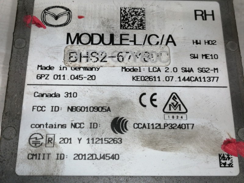 Recambio de modulo electronico para mazda 3 lim. () luxury referencia OEM IAM BHS267Y80C 6PZ01104520 NBG010905A / 2012DJ4540