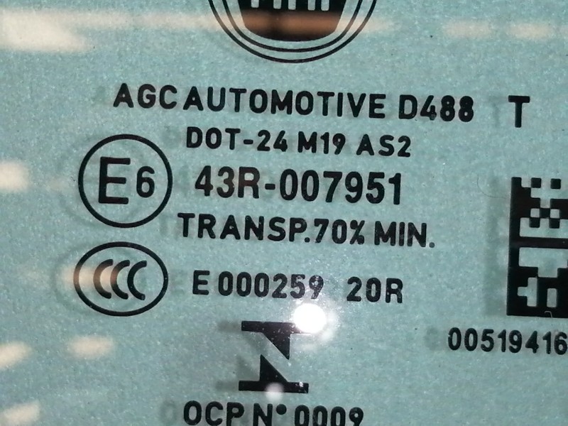 Recambio de luna delantera derecha para fiat 500 x (334) urban referencia OEM IAM 43R007951  