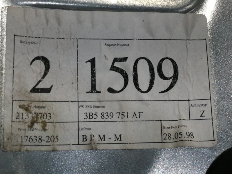 Recambio de elevalunas trasero izquierdo para volkswagen passat berlina (3b2) comfortline referencia OEM IAM 3B5839755  ELECTRIC