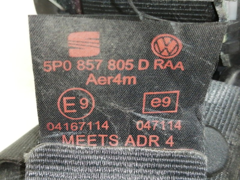 Recambio de cinturon seguridad trasero izquierdo para seat toledo (5p2) reference referencia OEM IAM 6061672  
