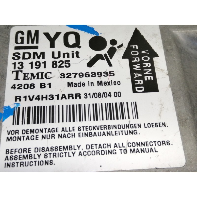 Recambio de centralita airbag para opel astra h berlina enjoy referencia OEM IAM 13191825 327963935 TEMIC