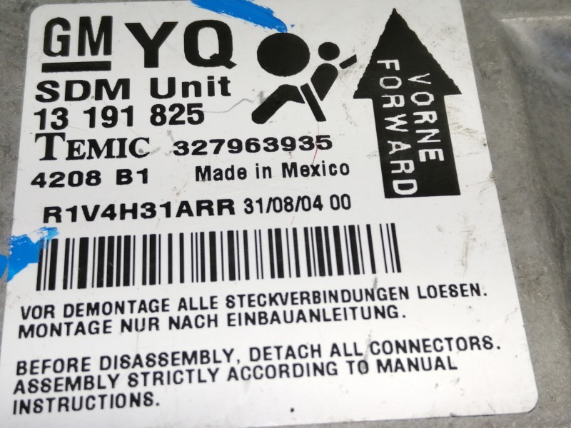 Recambio de centralita airbag para opel astra h berlina enjoy referencia OEM IAM 13191825 327963935 TEMIC