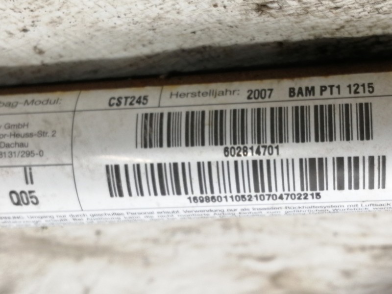 Recambio de airbag cortina delantero izquierdo para mercedes-benz clase b (w245) 2.0 cdi cat referencia OEM IAM 602814701 2007BM