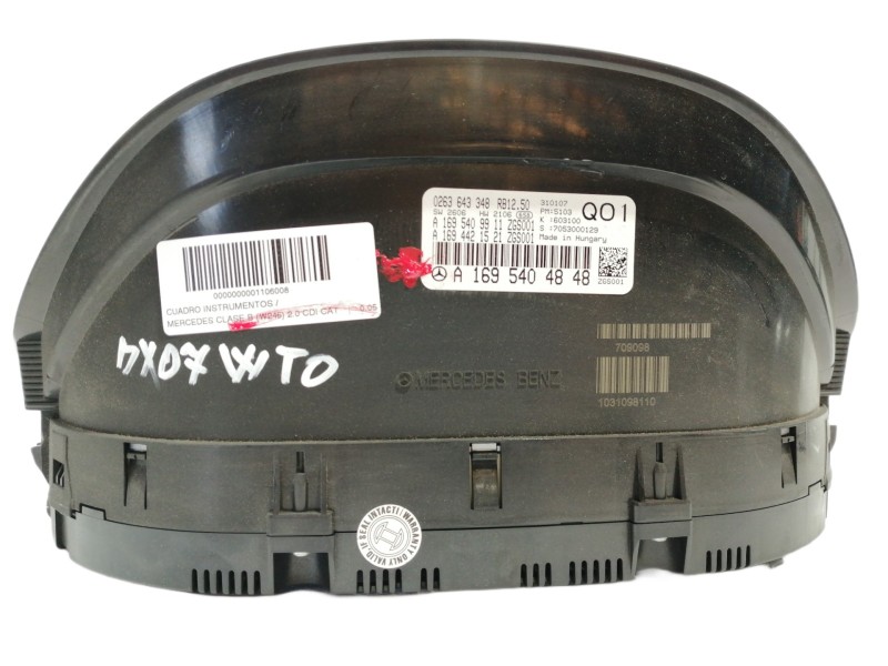 Recambio de cuadro instrumentos para mercedes-benz clase b (w245) 2.0 cdi cat referencia OEM IAM A1695404848  