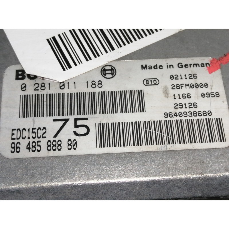 Recambio de centralita motor uce para peugeot 206 berlina xs referencia OEM IAM 0281011188 9648588880 9640938680 021126 28FM0000