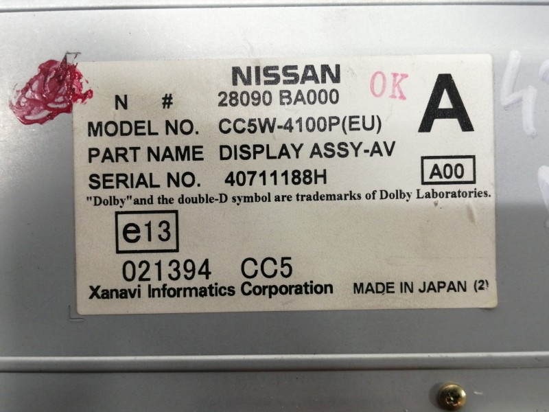 Recambio de pantalla multifuncion para nissan primera berlina (p12) acenta referencia OEM IAM 28090BA000 CC5W4100P 40711188H 