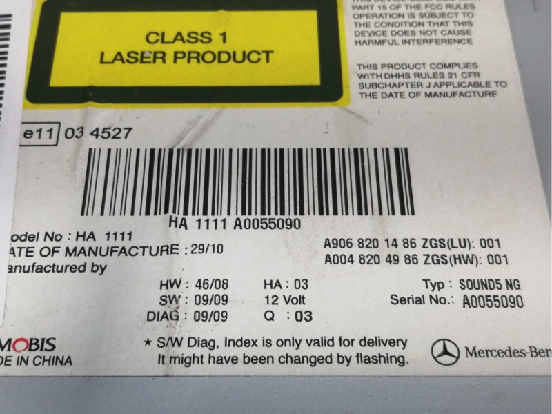 Recambio de sistema audio / radio cd para mercedes-benz sprinterii combi (desde 01.06) 313/316 cdi (906.731/733/735) referencia 
