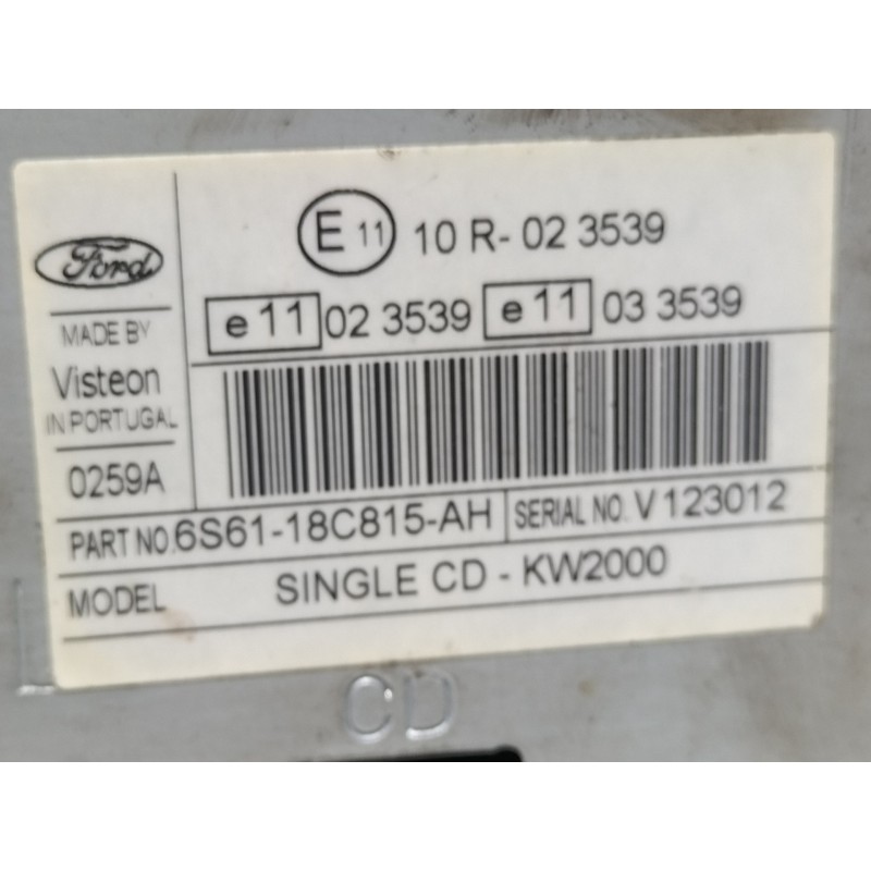 Recambio de sistema audio / radio cd para ford fiesta (cbk) ambiente referencia OEM IAM 10R023539  
