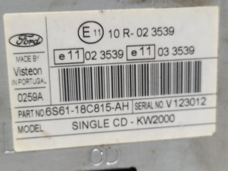 Recambio de sistema audio / radio cd para ford fiesta (cbk) ambiente referencia OEM IAM 10R023539  