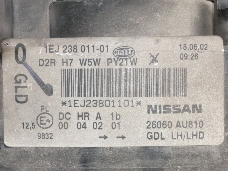 Recambio de faro izquierdo para nissan primera berlina (p12) acenta referencia OEM IAM 1EJ23801101 26060AU810 