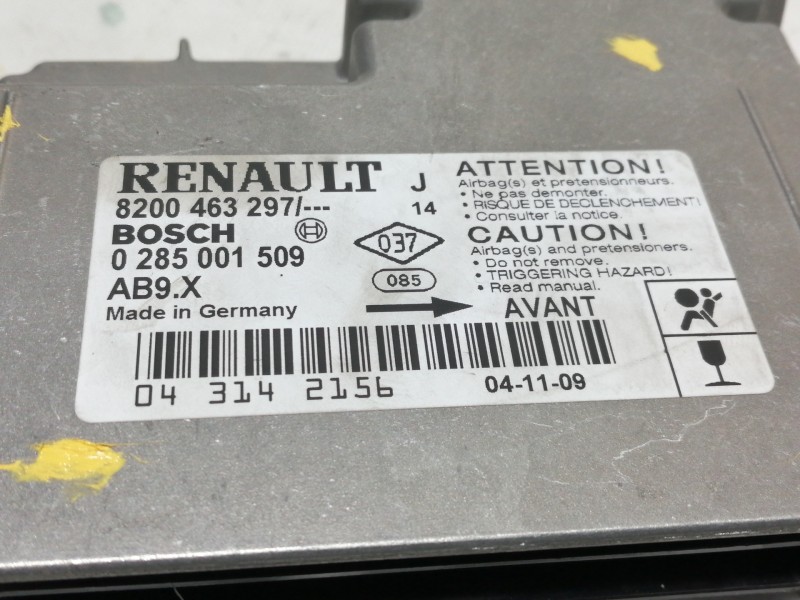 Recambio de centralita airbag para renault modus confort dynamique referencia OEM IAM 8200463297 0285001509 