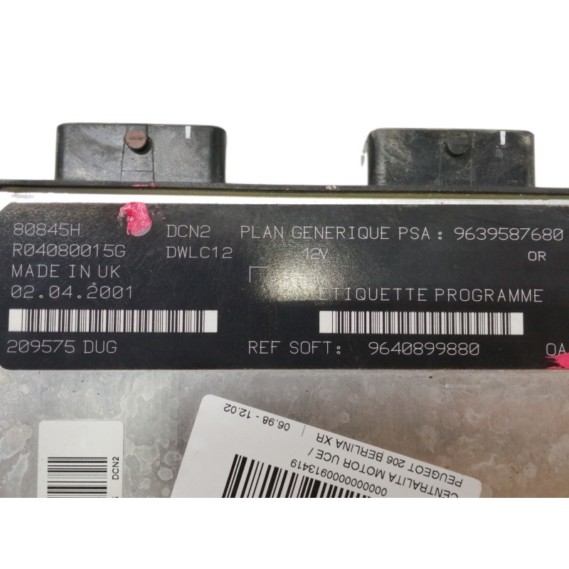 Recambio de centralita motor uce para peugeot 206 berlina xr referencia OEM IAM 9639587680  