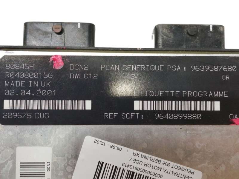 Recambio de centralita motor uce para peugeot 206 berlina xr referencia OEM IAM 9639587680  