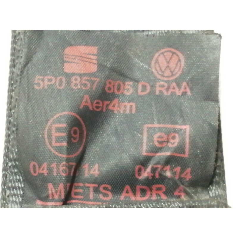 Recambio de cinturon seguridad trasero derecho para seat altea xl (5p5) freetrack 4x4 referencia OEM IAM 5P0857805D  