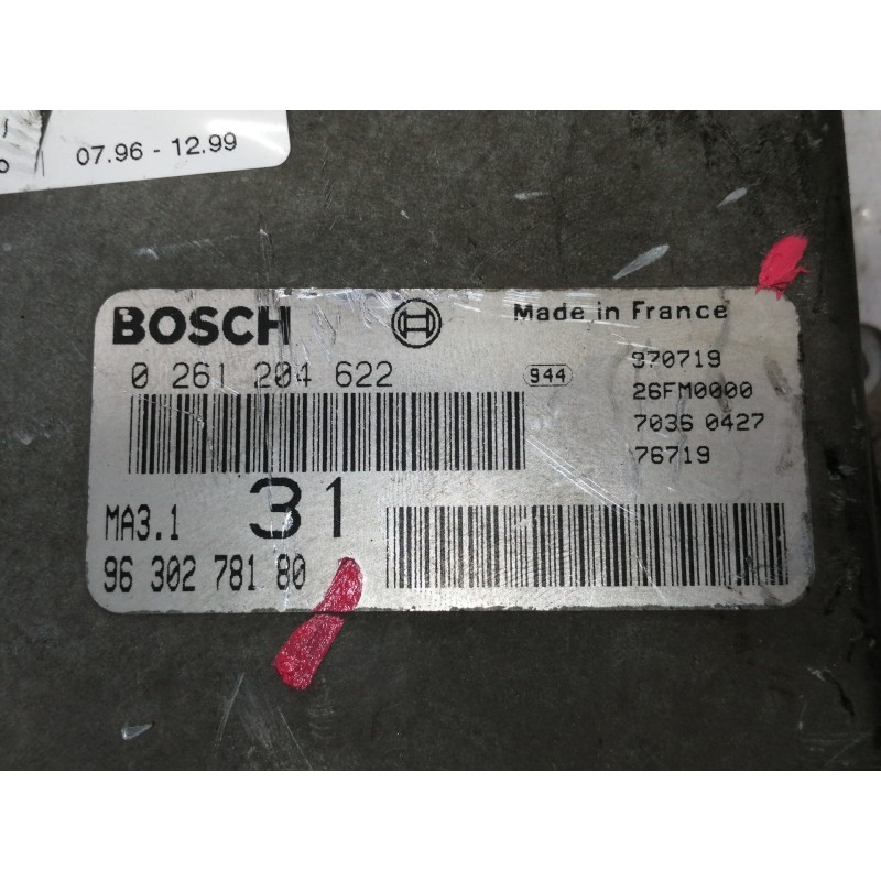 Recambio de centralita motor uce para citroën saxo 1.1 monaco referencia OEM IAM 9630278180 0261204622 