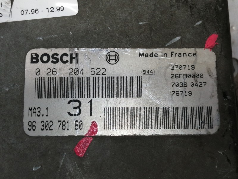 Recambio de centralita motor uce para citroën saxo 1.1 monaco referencia OEM IAM 9630278180 0261204622 