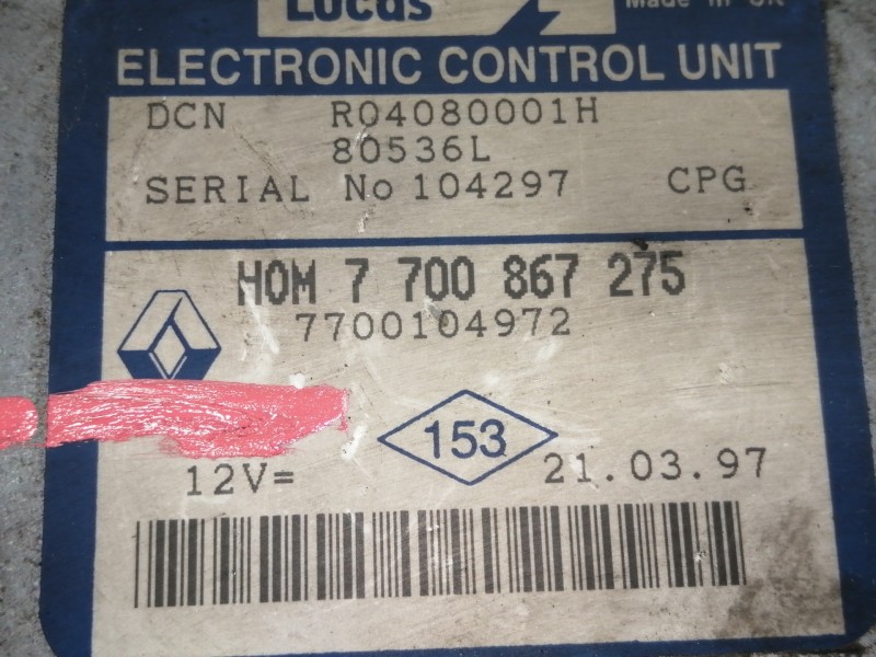 Recambio de centralita motor uce para renault megane i berlina hatchback (ba0) 1.9 dt rn referencia OEM IAM HOM7700867275  