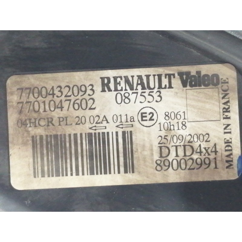 Recambio de faro derecho para renault scenic rx4 (ja0) 1.9 dci dynamique referencia OEM IAM 7700432093  
