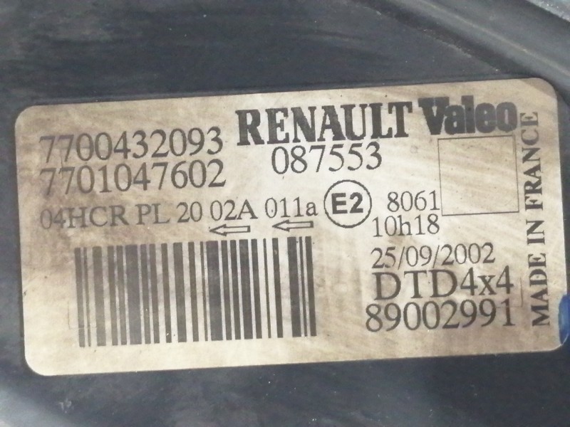 Recambio de faro derecho para renault scenic rx4 (ja0) 1.9 dci dynamique referencia OEM IAM 7700432093  