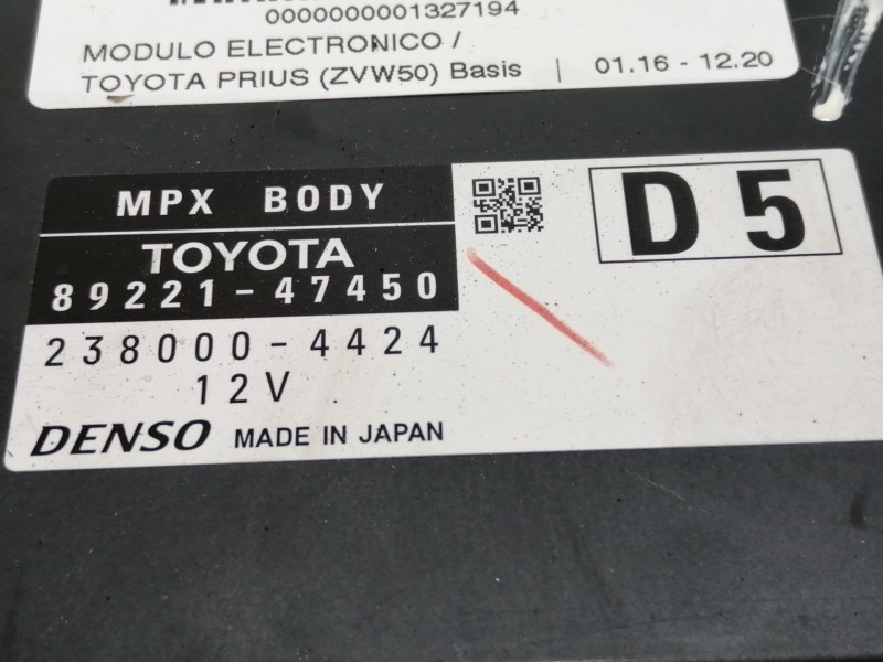 Recambio de modulo electronico para toyota prius (zvw50) basis referencia OEM IAM 8922147450  