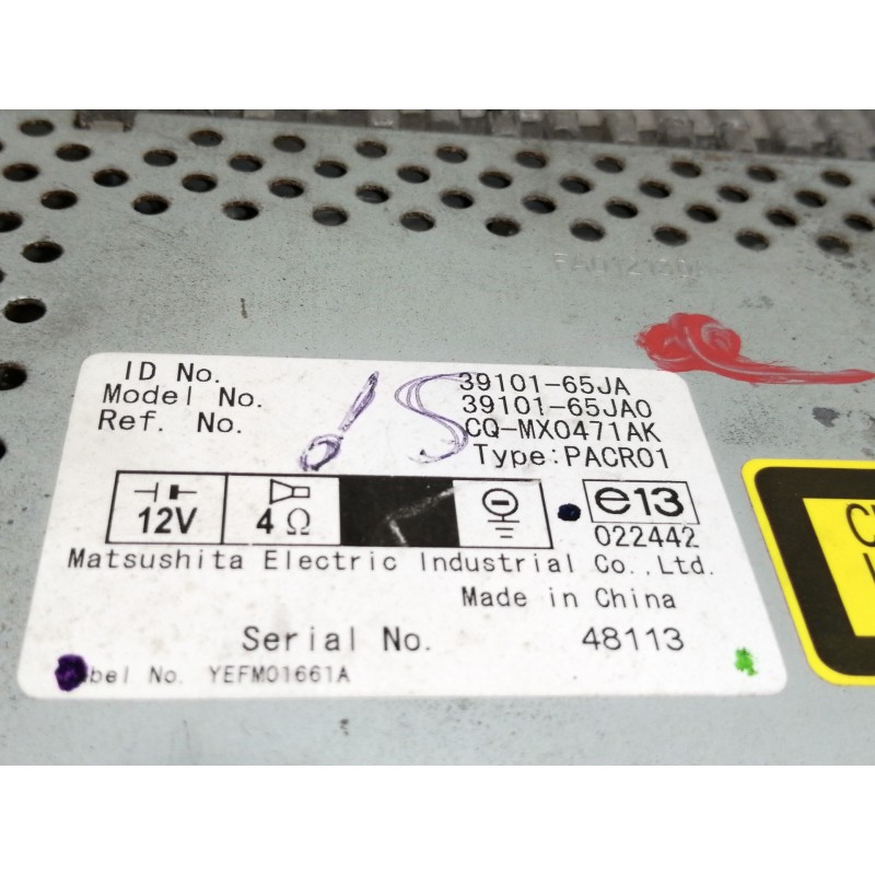 Recambio de sistema audio / radio cd para suzuki grand vitara jb (jt) 1.6 ja (3-ptas.) referencia OEM IAM 3910165JA  