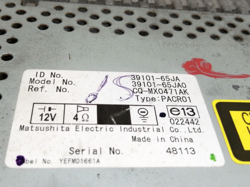 Recambio de sistema audio / radio cd para suzuki grand vitara jb (jt) 1.6 ja (3-ptas.) referencia OEM IAM 3910165JA  