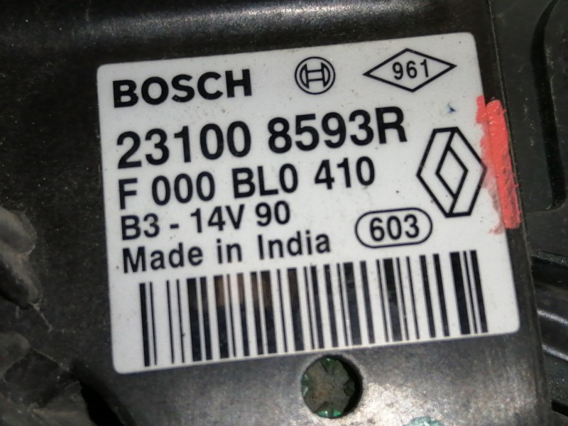 Recambio de alternador para renault captur 0.9 tce referencia OEM IAM 231008593R  