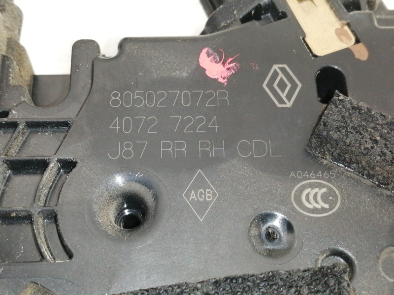 Recambio de cerradura puerta trasera derecha para renault captur 0.9 tce referencia OEM IAM 805027072R  
