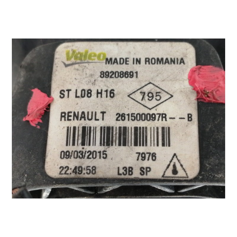 Recambio de faro antiniebla derecho para renault captur 0.9 tce referencia OEM IAM 261500097RB  