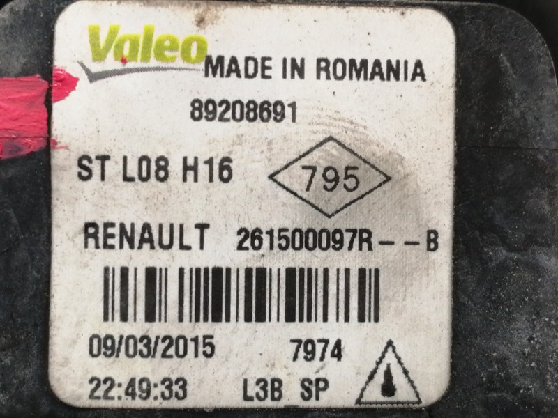 Recambio de faro antiniebla izquierdo para renault captur 0.9 tce referencia OEM IAM 261500097RB  