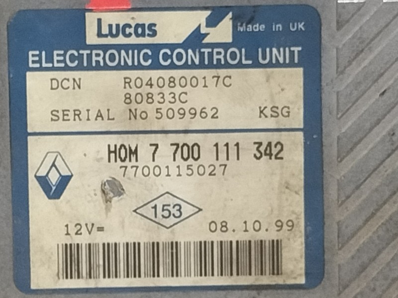 Recambio de centralita motor uce para renault scenic (ja..) 1.9 d rxe referencia OEM IAM HOM7700111342  