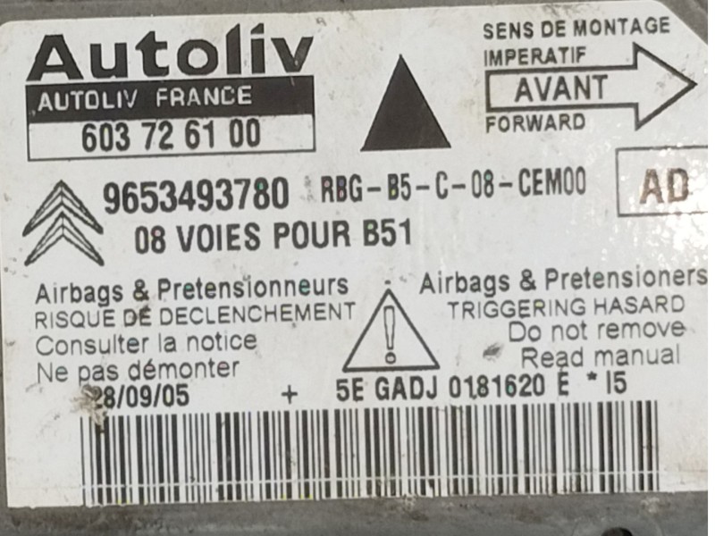 Recambio de centralita airbag para citroën c4 berlina lx referencia OEM IAM 603726100  