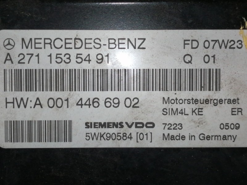 Recambio de centralita motor uce para mercedes-benz clase clk (w209) coupe 200 compressor (209.341) referencia OEM IAM A27115354