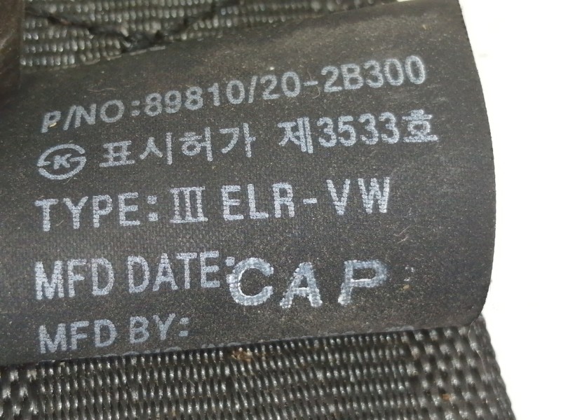 Recambio de cinturon seguridad trasero derecho para hyundai santa fe (bm) 2.2 crdi classic (2wd) referencia OEM IAM 898202B300WK