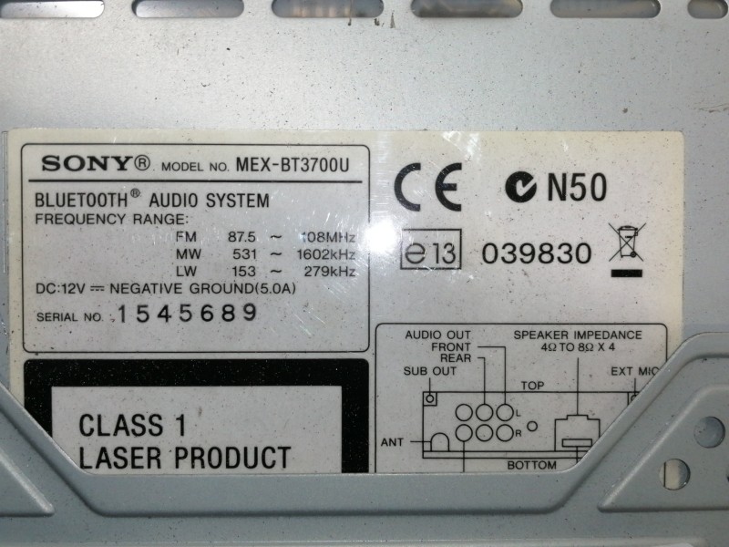 Recambio de sistema audio / radio cd para mitsubishi montero (v60/v70) 3.2 di-d cat referencia OEM IAM MEXBT3700U 1545689 